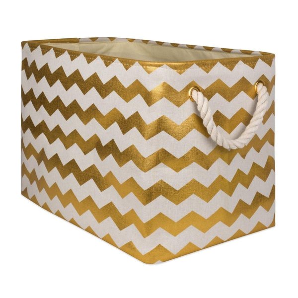 Made4Mansions Rectangle Polyester Bin - Chevron Gold, 18 x 12 x 15 in. MA2567237